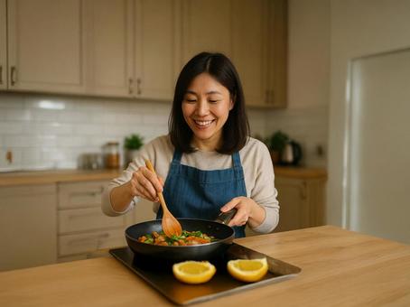 料理する主婦 料理する主婦の写真