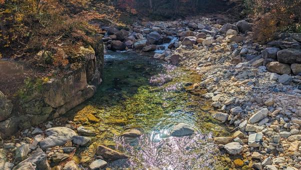 反射と水面が美しい川 川,透明,自然の写真素材