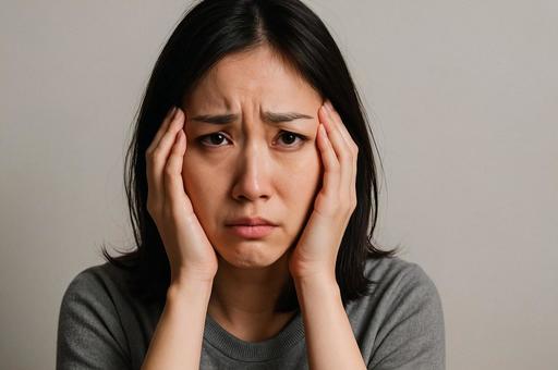 傷つく女性・ショックを受けた表情・悲しい 傷つく女性・ショックを受けた表情・悲しいの写真