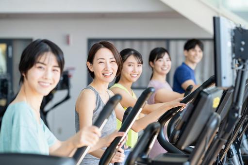 ジムでトレーニングする人々 ジム,女性,トレーニングの写真素材