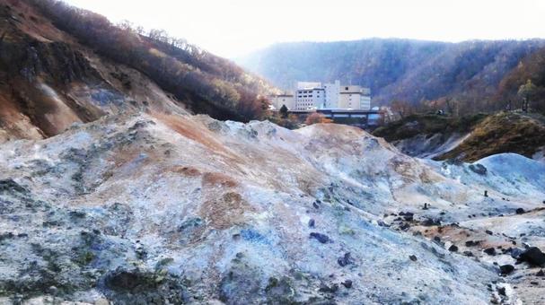 登別温泉の地獄谷 地獄谷,登別温泉,湯気の写真素材