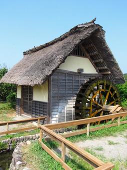 水車小屋のある風景 水車小屋のある風景 水車,小屋,のどかの写真素材