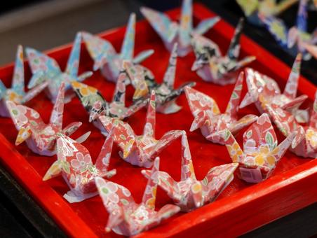 折り鶴 折り鶴,鶴,箸置きの写真素材