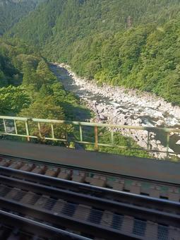 中央西線車窓 中央西線車窓 長野県,木曽郡,木曽の写真素材
