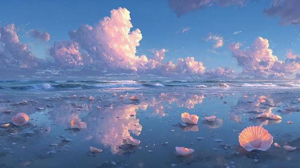 夢のような景色:青い空と雲が広がる夏の海 夢のような景色:青い空と雲が広がる夏の海の写真