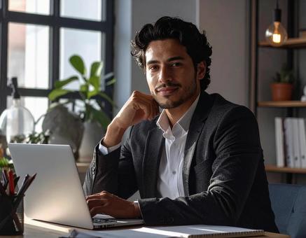 仕事中の男性の写真