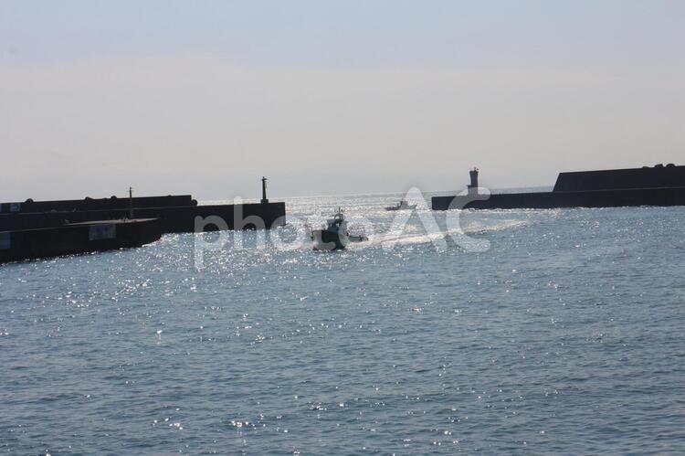 シラス漁から帰ってきた漁船 漁船,小型船,船の写真素材