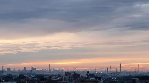 空模様 空模様 曇り空,朝焼け,自然の写真素材