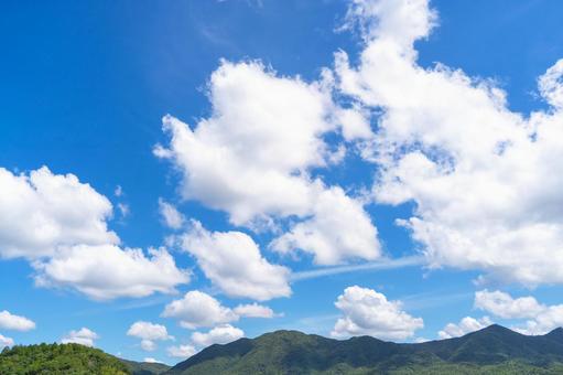 青空と白い雲に緑 青空と白い雲に緑 夏,青空,新緑の写真素材
