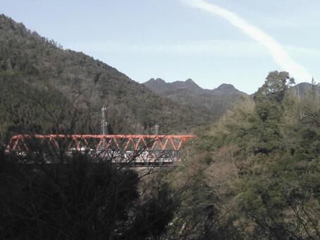 Mountains and bridges, bridge, the countryside, mountain, JPG