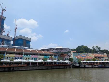 シンガポールの町並み シンガポール川,町並み,シンガポールの写真素材