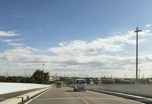 陸橋 陸橋,道路,車道の写真素材