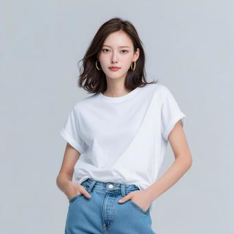白Tシャツのモックイメージ 白Tシャツのモックイメージの写真
