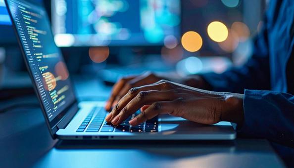 ハッキング 暗い中キーボードを入力する手 ハッキング 暗い中キーボードを入力する手の写真