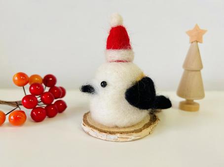 羊毛フェルトのサンタシマエナガ 羊毛フェルトのサンタシマエナガ クリスマス,サンタクロース,シマエナガの写真素材