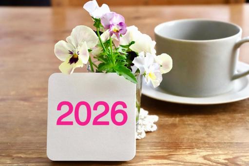 メモとコーヒー 2026イメージ メモとコーヒー 2026イメージ 2026,2026年,来年の写真素材