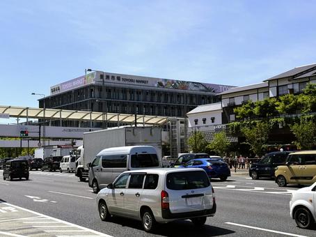 豊洲市場周辺の街並み　東京　2025年春 豊洲市場,道路,交差点の写真素材