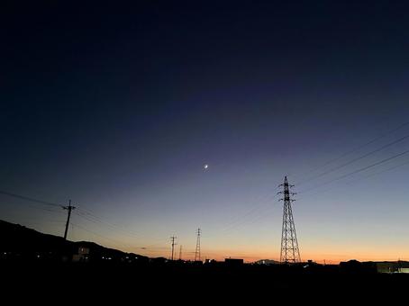 The moon and dusk, JPG The moon and dusk, JPG