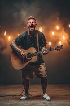音楽に没頭する男性の肖像 音楽に没頭する男性の肖像の写真
