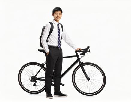 自転車通学をする男子高校生のイメージ 自転車通学をする男子高校生のイメージの写真
