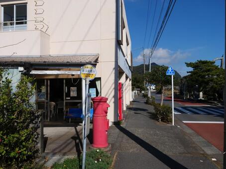波浮港見晴台　バス停 波浮港,伊豆大島,伊豆諸島の写真素材