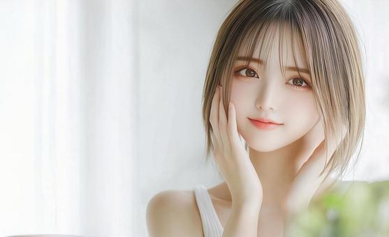 美容・スキンケア広告に最適な若い女性の写真