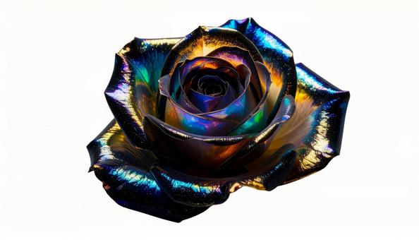 ゴールドとブルーに煌めく薔薇(背景透過) ゴールドとブルーに煌めく薔薇(背景透過)の写真
