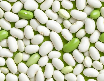 白と緑の豆の散らばり 白と緑の豆の散らばりの写真