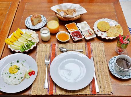 モロッコのリヤドの朝食（ホテルの朝食） モロッコ,朝食,ホテルの写真素材