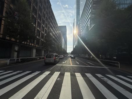 日差しと道路 日差しと道路 道,ビル,街の写真素材