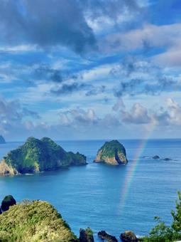 虹の堂ヶ島 縦 虹の堂ヶ島 縦 堂ヶ島,七月,夏の写真素材