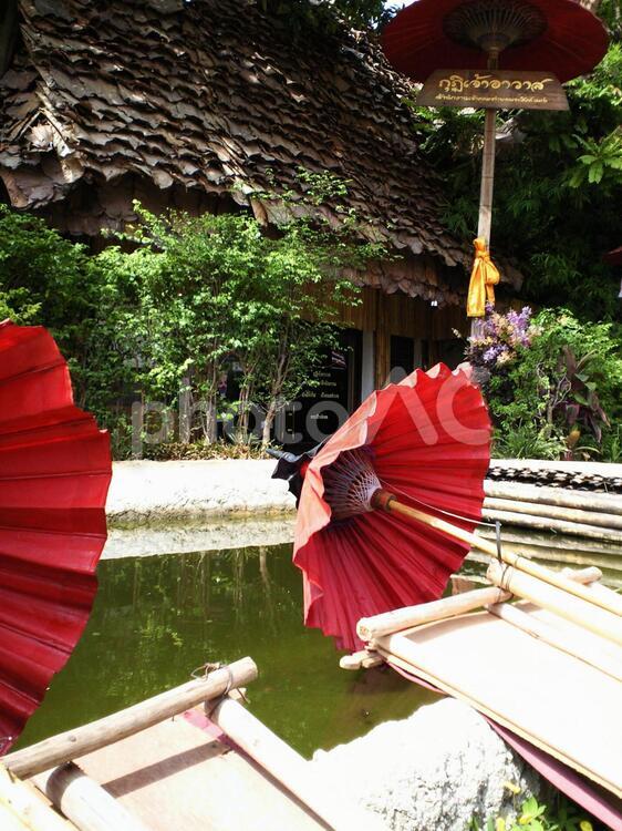チェンマイ（タイ北部の観光地）の寺院（ワット・パンタオ）の庭園にて チェンマイ,タイ,ワットの写真素材