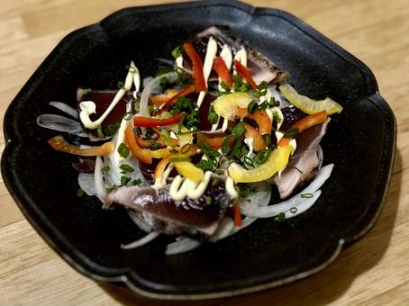 藁焼きカツオのカルパッチョ 藁焼きカツオのカルパッチョ,藁焼き,鰹の写真素材