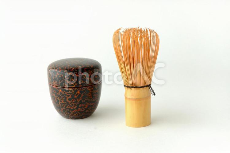 津軽塗の棗と茶筅 茶筅,棗,茶道の写真素材
