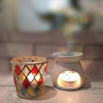 アロマキャンドルとアロマポット アロマ,アロマキャンドル,アロマポットの写真素材