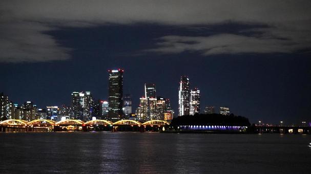 ソウル_夜景 ソウル_夜景 夜景,漢江,ビル群の写真素材