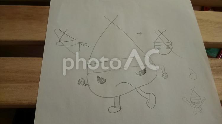 お絵描き　怒ったどんぐり どんぐり,ドングリ,団栗の写真素材