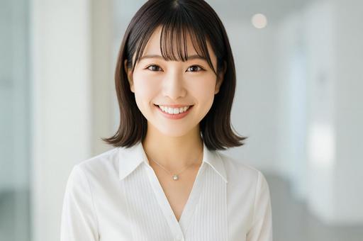 白シャツ姿の爽やかな女性ポートレート 白シャツ姿の爽やかな女性ポートレートの写真