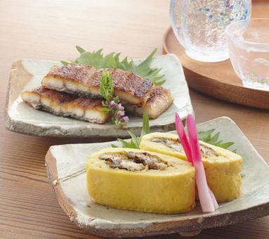 鰻巻き・蒲焼き う巻き,鰻,玉子焼きの写真素材