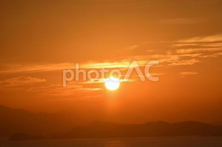 伊良湖岬の夕日 夕焼け,空,自然の写真素材