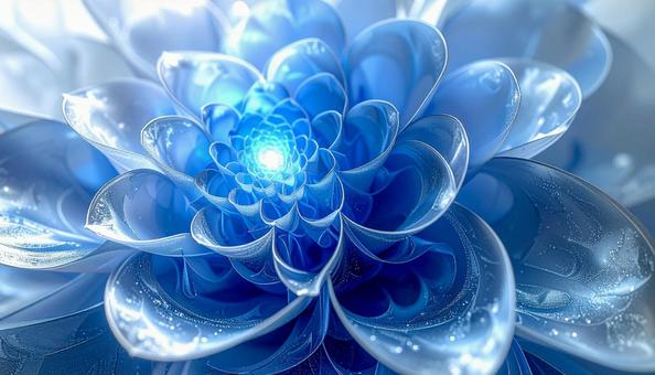 光り輝く青い花 幻想アートの写真