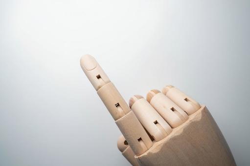 木製の指差しマネキンハンド 木製手,模型手,マネキン手の写真素材