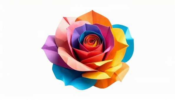 レインボー折り紙の薔薇(背景透過) レインボー折り紙の薔薇(背景透過)の写真