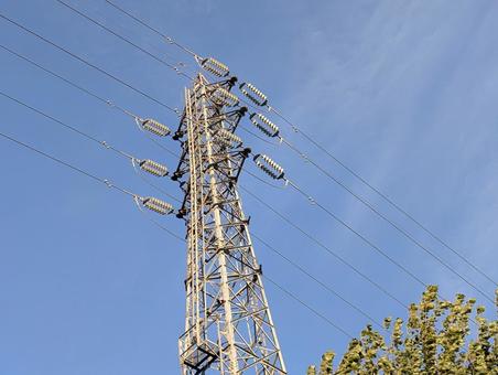 木と鉄塔 鉄塔,送電線用,送電線の写真素材