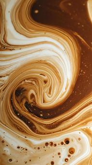 なめらかなカフェオレのクローズアップ なめらかなカフェオレのクローズアップの写真