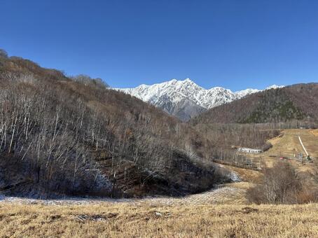冠雪の北アルプス　鹿島槍ヶ岳 冠雪,北アルプス,秋の写真素材