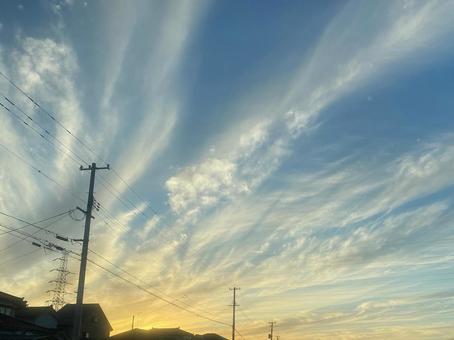 田舎の夕焼け5 田舎の夕焼け5 夕焼け,雲,空の写真素材