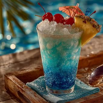 涼しげなブルーのフローズンドリンクの写真