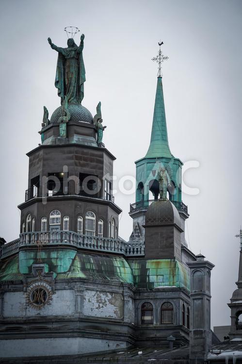 ノートルダム礼拝堂の冬景色 モントリオール,礼拝堂,聖母像の写真素材