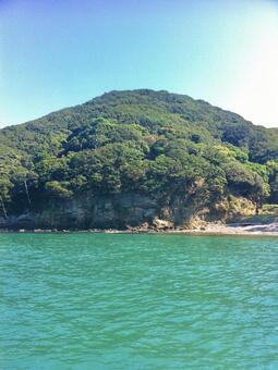 海上から見た友ヶ島 友ヶ島,海上,海の写真素材